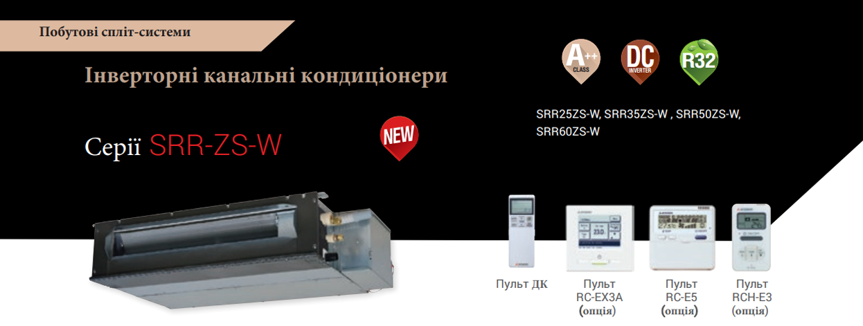 Побутові кондиціонери Mitsubishi Heavy Industries серії SRR-ZS-W
